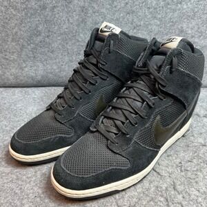 Nike Dunk Sky High Hidden Wedge Sneakers Womens Black Suede Mesh Size 12